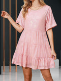 MQTIME  -  Round Neck Half Sleeve Mini Dress