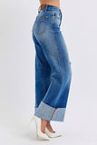 MQTIME  -  Judy Blue Full Size Distressed High Waist Wide Leg Jeans