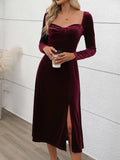 MQTIME  -  Perfee Sweetheart Neck Long Sleeve Midi Dress