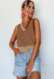 MQTIME  -  Striped Contrast V-Neck Sweater Vest