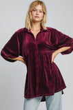 MQTIME  -  Umgee Full Size Polka Dot Button Up Half Sleeve Shirt