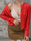 MQTIME  -  Full Size Sequin Open Front Cropped Jacket