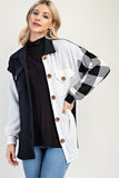 MQTIME  -  Celeste Full Size Plaid Contrast Button Up Shacket