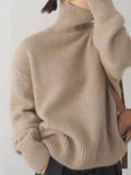 MQTIME  -  Turtleneck Dropped Shoulder Long Sleeve Sweater