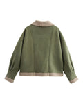 MQTIME  -  Fuzzy Collared Neck Long Sleeve Jacket