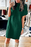 MQTIME  -  Mock Neck Short Sleeve Sweater Dress