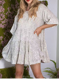 MQTIME  -  Round Neck Half Sleeve Mini Dress