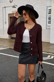 MQTIME  -  Round Neck Button Up Cardigan with Pockets