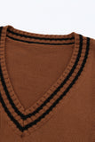 MQTIME  -  Striped Trim V-Neck Sweater Vest