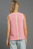 MQTIME  -  Umgee Round Neck Texture Striped Tank