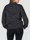 MQTIME  -  Mock Neck Drop Shoulder Long Sleeve Sweatshirt
