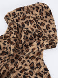 MQTIME  -  Fuzzy Leopard Long Sleeve Hooded Jacket