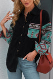 MQTIME  -  Pocketed Geometric Collared Neck Shacket