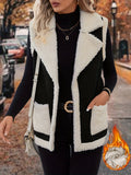 MQTIME  -  Full Size Contrast Open Front Sherpa Vest Coat