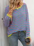 MQTIME  -   Striped Round Neck Long Sleeve Sweater