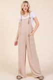 MQTIME  -  Knot Straps Wide Leg Ribbed Overalls with Pockets
