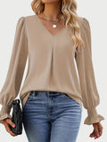 MQTIME  -  V-Neck Flounce Sleeve Top