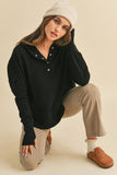 MQTIME  -   Half Snap Dropped Shoulder Hoodie