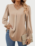 MQTIME  -  V-Neck Flounce Sleeve Top