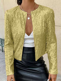 MQTIME  -  Full Size Sequin Open Front Cropped Jacket