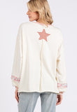 MQTIME  -  SAGE + FIG Peace & Star Patch Contrast Round Neck Sweatshirt