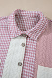 MQTIME  -  Color Block Houndstooth Collared Neck Shacket