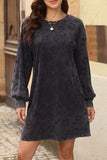 MQTIME  -  Leopard Round Neck Long Sleeve Dress