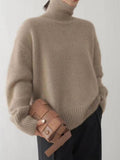 MQTIME  -  Turtleneck Dropped Shoulder Long Sleeve Sweater