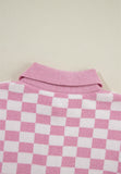 MQTIME  -  Checkered Collared Neck Long Sleeve Sweater