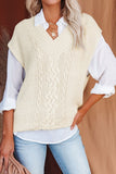 MQTIME  -  Cable-Knit V-Neck Sweater Vest