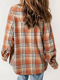 MQTIME  -  Plaid Snap Down Plush Hooded Jacket