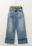 MQTIME  -  Washed Wide Leg Jeans with Pockets
