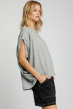 MQTIME  -  Umgee Exposed Seam Round Neck Batwing Sleeve Knit Top