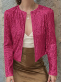 MQTIME  -  Full Size Sequin Open Front Cropped Jacket