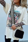 MQTIME  -  Checkered Mock Neck Long Sleeve Blouse