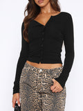 MQTIME  -  Button Down Long Sleeve Top
