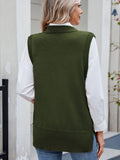 MQTIME  -  Buttoned Round Neck Sweater Vest