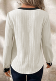 MQTIME  -  Contrast Notched Long Sleeve Blouse