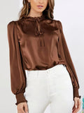 MQTIME  -  Frill Tied Lantern Sleeve Blouse