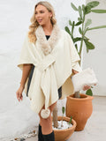 MQTIME  -  Fuzzy Trim Open Front Poncho