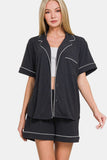 MQTIME  -  Button Down Short Sleeve Top and Shorts Lounge Set