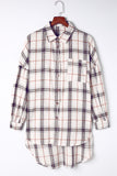 MQTIME  -  Plaid Button Up Long Sleeve Shacket
