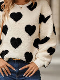 MQTIME  -  Fuzzy Heart Dropped Shoulder Sweatshirt