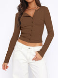 MQTIME  -  Button Down Long Sleeve Top