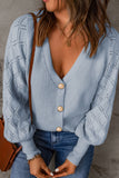 MQTIME  -  Openwork V-Neck Button Up Cardigan