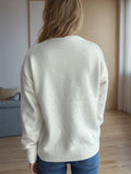 MQTIME  -  Round Neck Drop Shoulder Long Sleeve Sweater