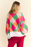 MQTIME  -   Exposed Seam Color Block Dropped Shoulder Sweater