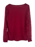 MQTIME  -  Full Size Lace Detail V-Neck Long Sleeve Blouse