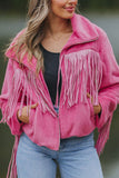 MQTIME  -  Fringed Zip Up Fleece Jacket