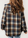 MQTIME  -  Plaid Snap Down Plush Hooded Jacket